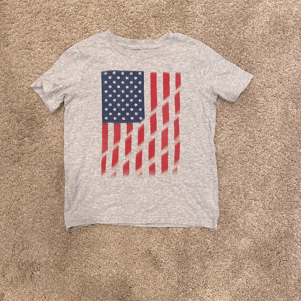 Jumping Beans Kids Softest Size 6 Grey USA 🇺🇸 Flag Tee!